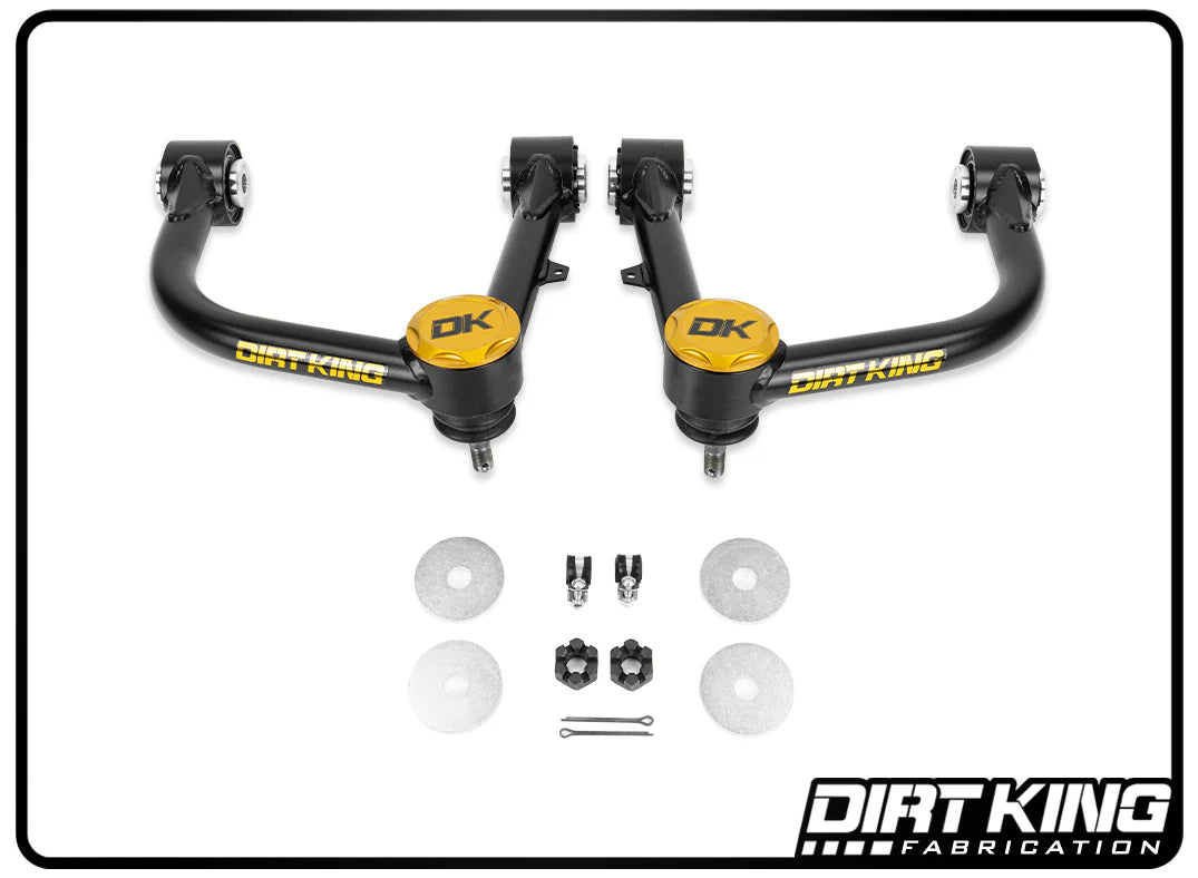 Dirt King 4130 Balljoint Upper Control Arm Kit Display of Included Parts 