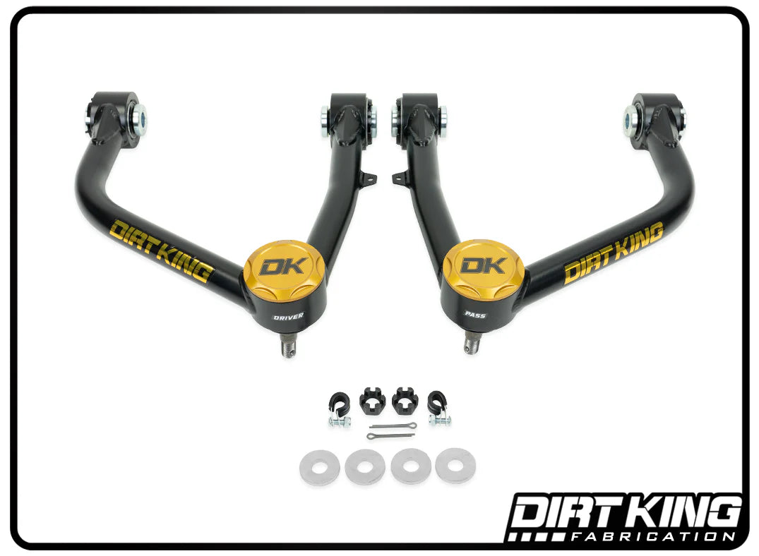 '07-21 Tundra Dirt King 4130 Balljoint Upper Control Arm Kit Display of Included Parts 