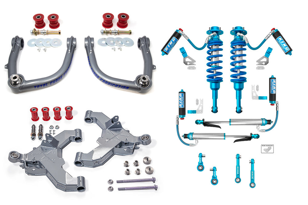 MID TRAVEL LIFT KIT W/ FRONT & REAR 2.5 INCH DIAMETER ADJUSTABLE KING SHOCKS - 6TH GEN 4RUNNER Front View