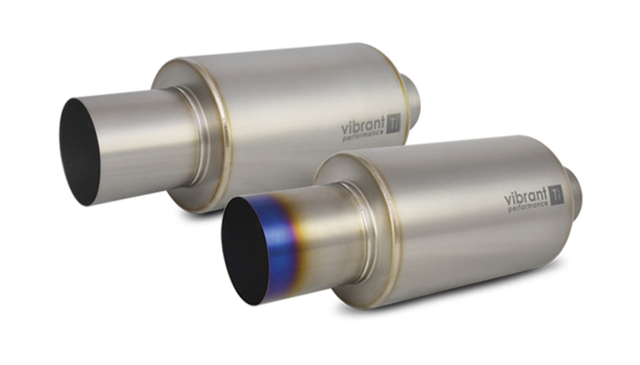 Titanium Universal Mufflers with Exhaust Tip Front View
