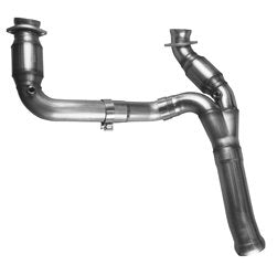 3" SS GREEN Catted Y-Pipe. 2011-2013 GM Truck 6.2L. Connects to OEM. Front View