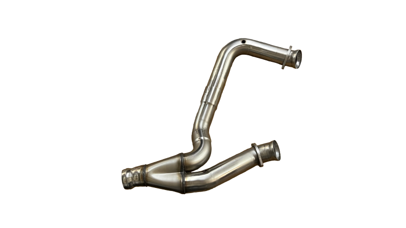 3" Stainless Competition Only Y-Pipe. 2019-2023 GM 1/2 Ton Truck 6.2L. Front View