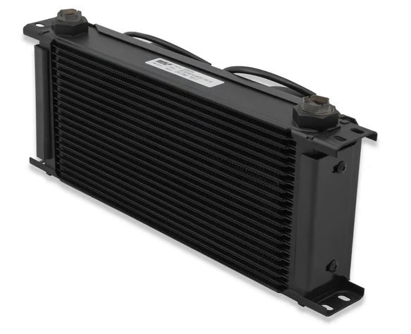Earl's UltraPro Oil Cooler w/ Dual Fan Pack - 20 Rows - Extra-Wide Cooler Front View Black