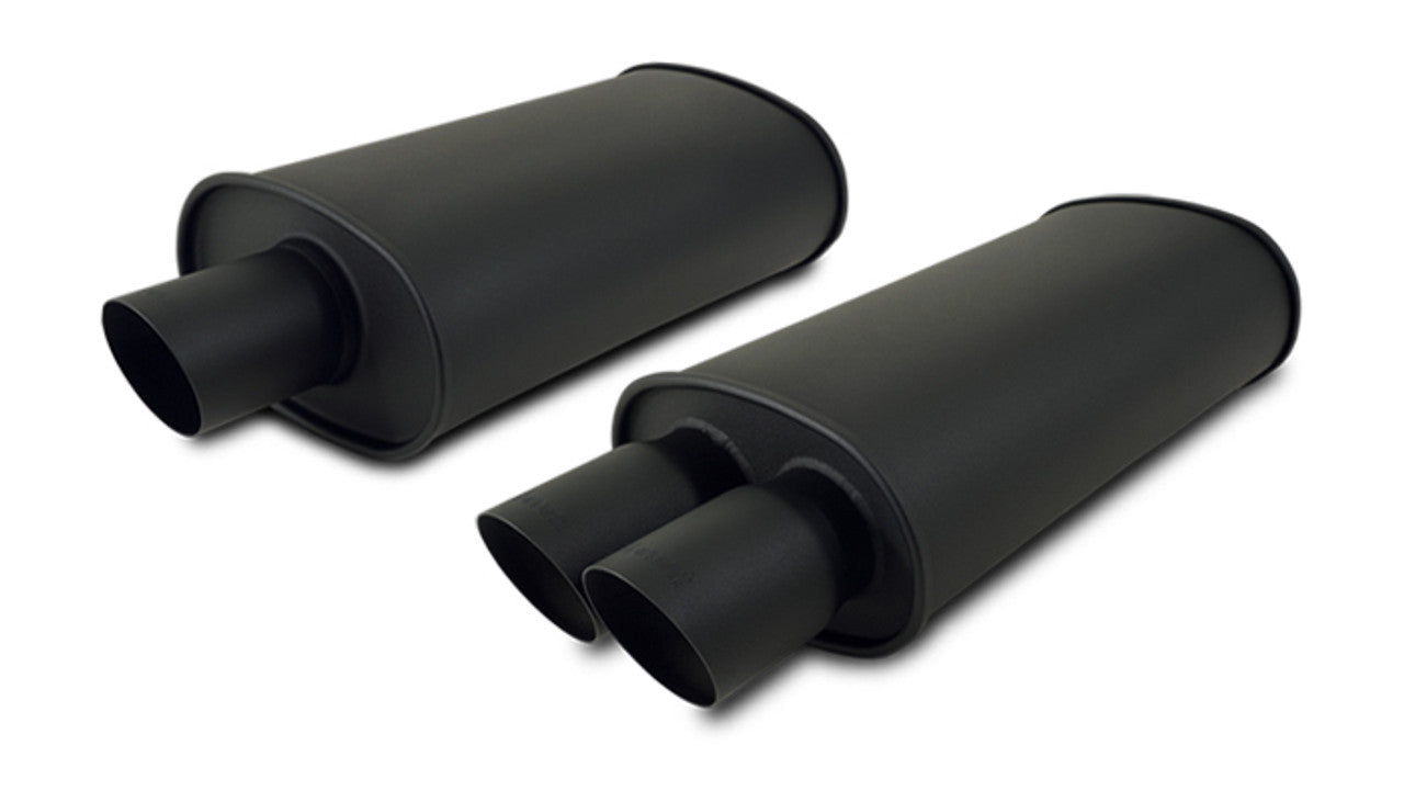 Flat Black Universal Mufflers Front View