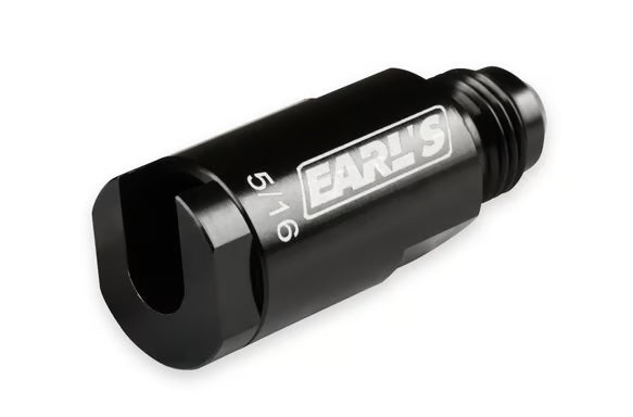 Earl's -6 AN to 5/16" OE (Original Equipment) Fuel Tube Front View Black