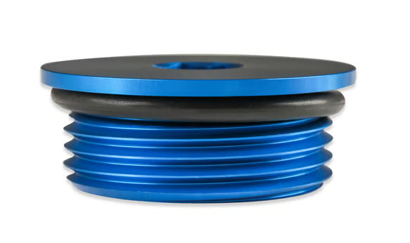Earl's -3 AN Port Plug w/ O-Ring Seal, Black Anodized Aluminum - 2 pieces Front View Blue
