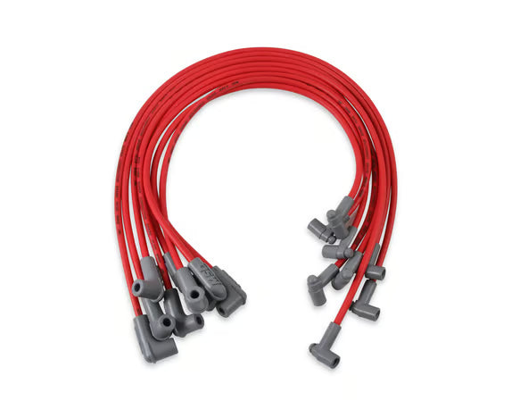 Super Conductor 8.5mm Spark Plug Wire Set, Small Block Chevy with HEI Cap Front View Red