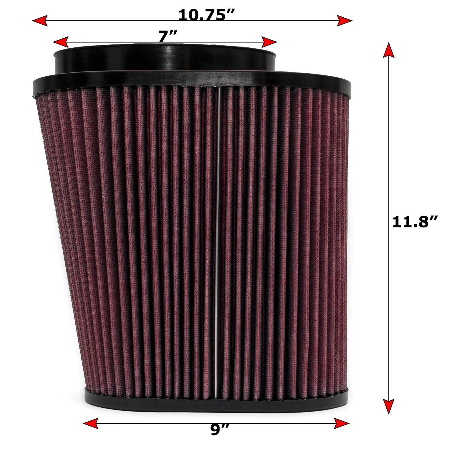Air Filter Element Oiled or Dry Filter Front View Red
