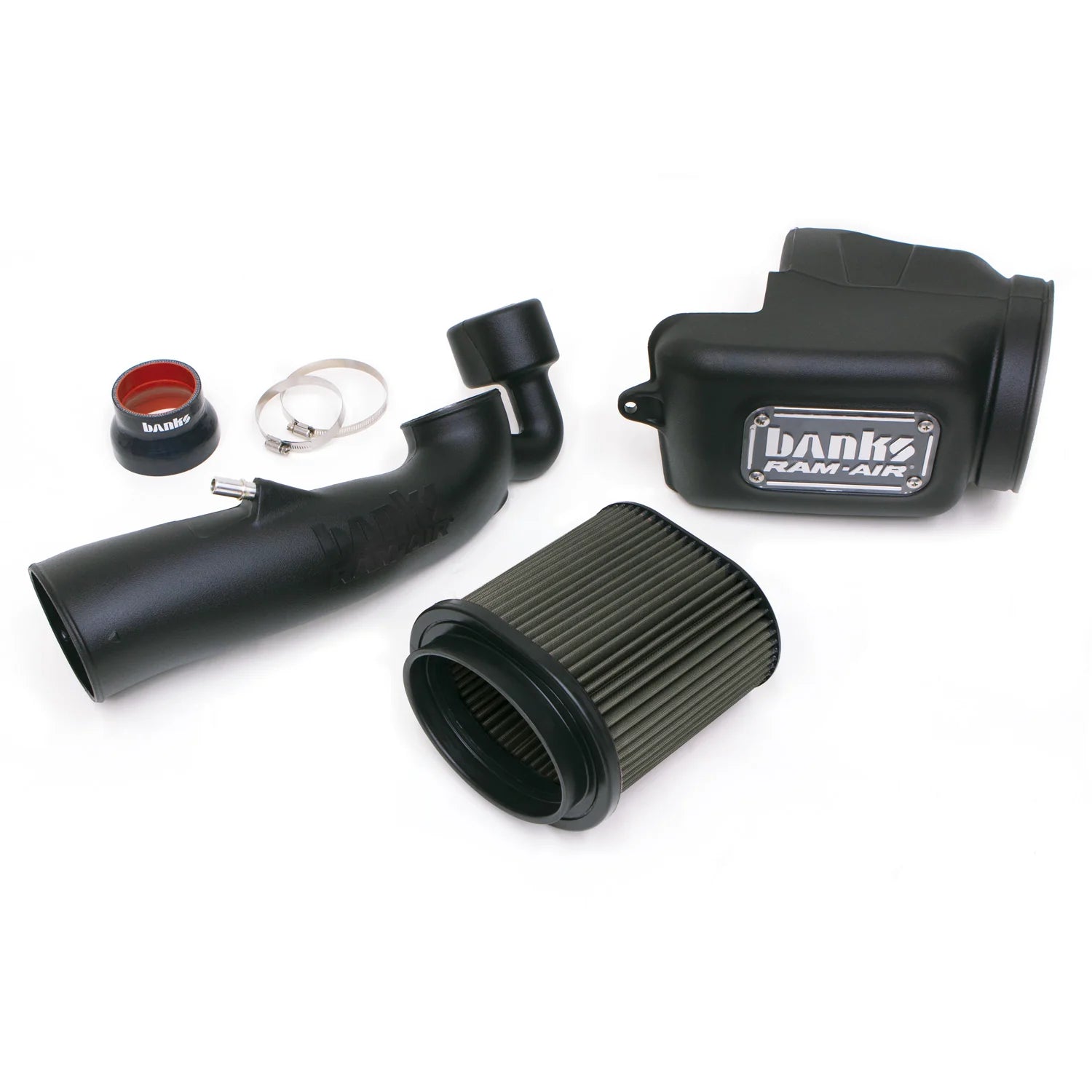 Ram-Air® Oiled or Dry Filter, Cold Air Intake System Front View Black
