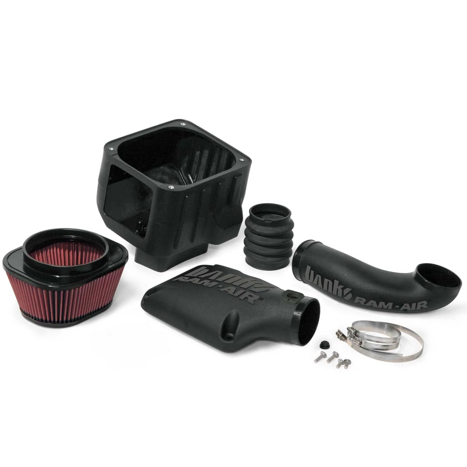 Banks Ram-Air® Oiled or Dry Filter, Cold Air Intake System Front View Red