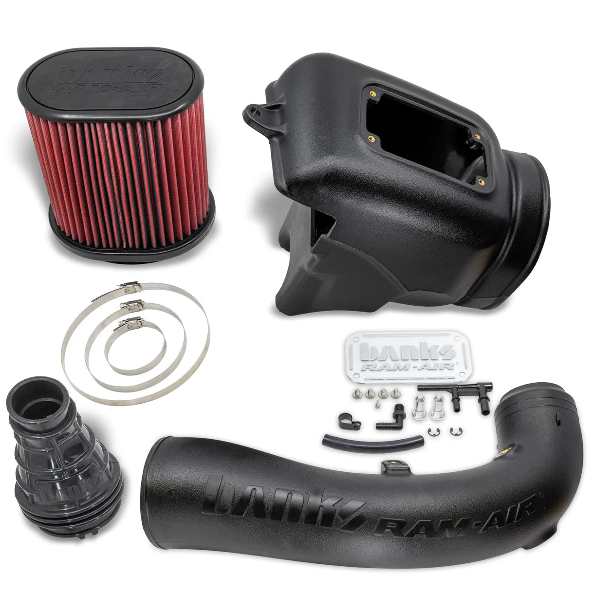 Ram-Air® Oiled or Dry Filter, Cold Air Intake System Front View Red