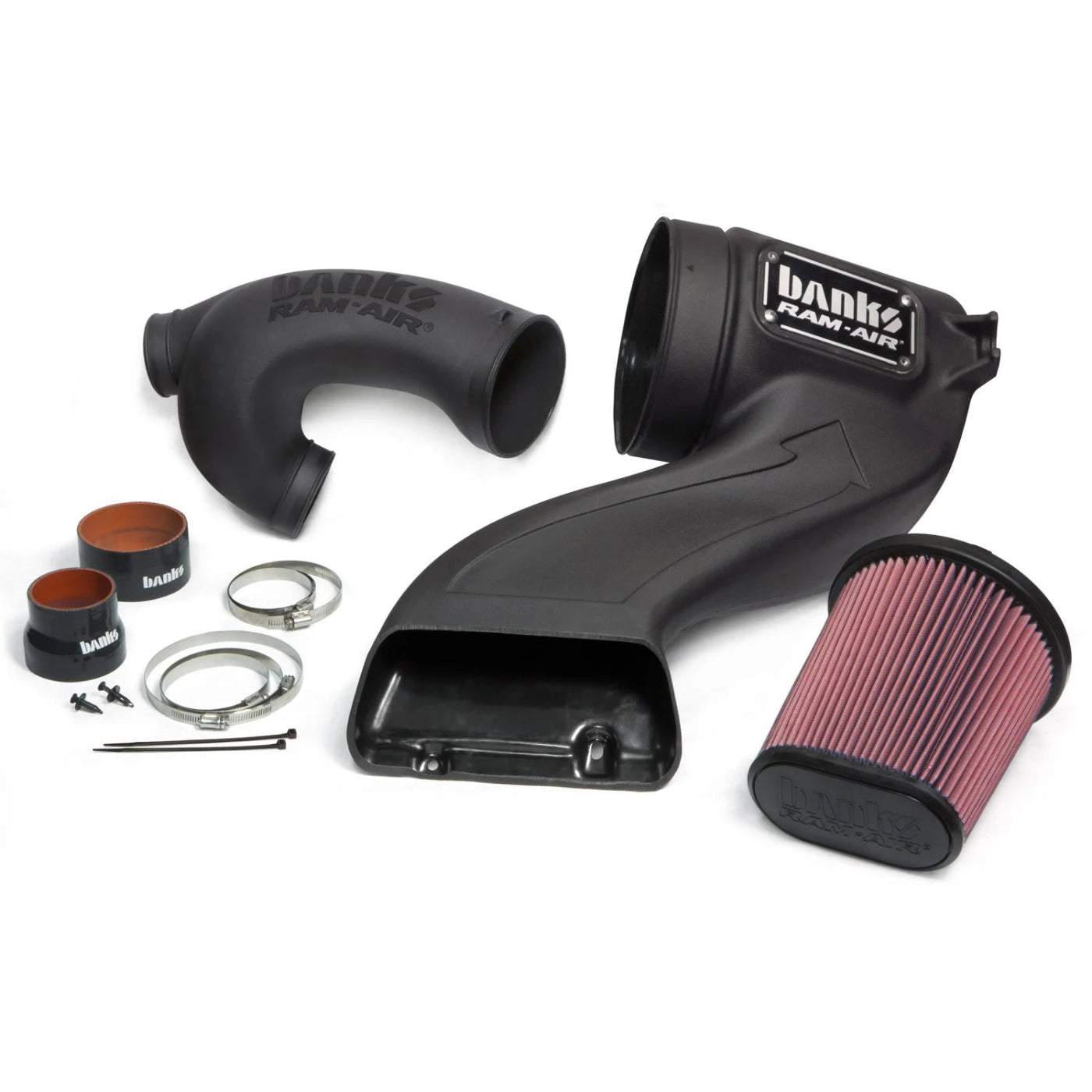 Banks Ram-Air® Big-Ass Oiled or Dry Filter, Cold Air Intake System Front View Red