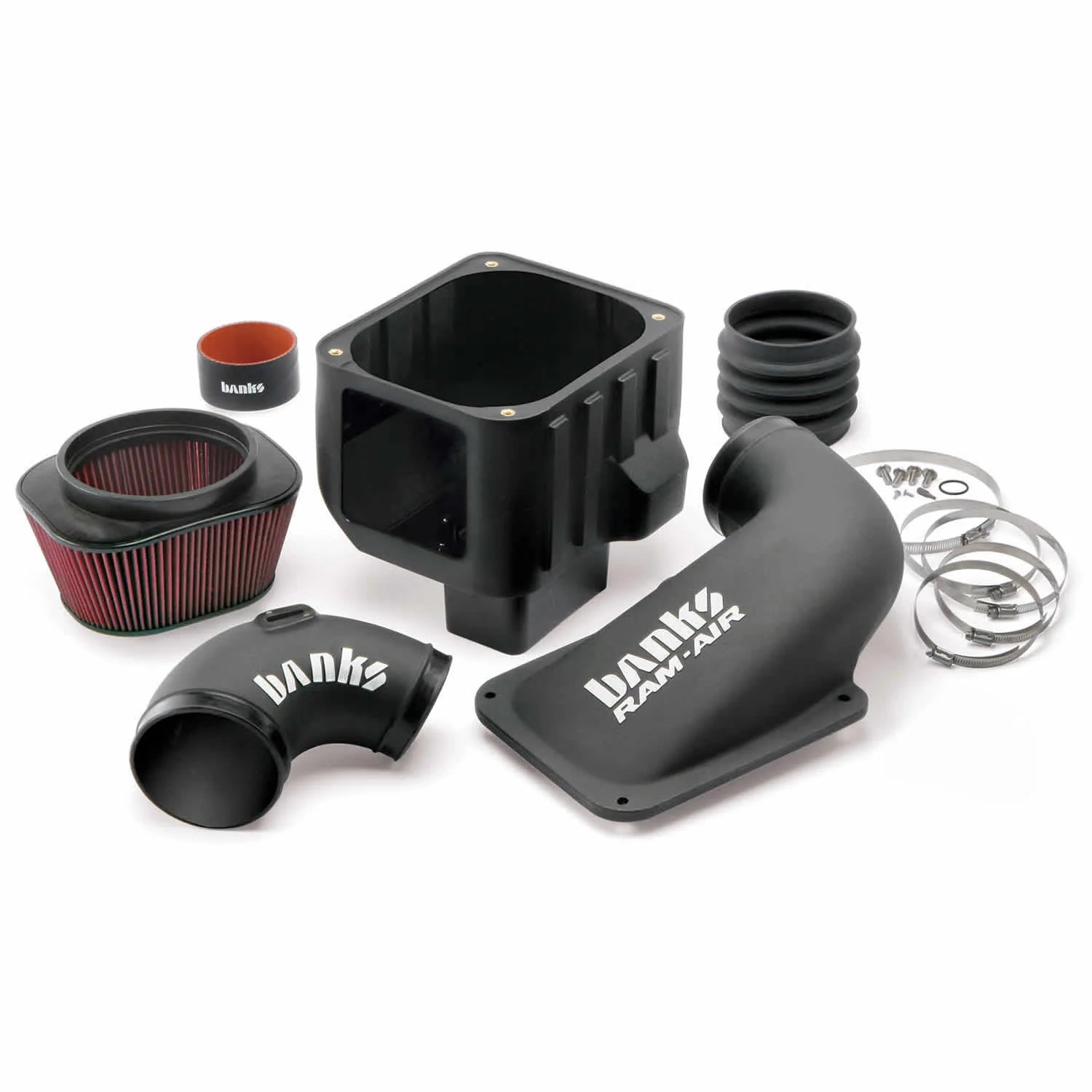Banks Ram-Air® Oiled or Dry Filter, Cold Air Intake System Front View Red