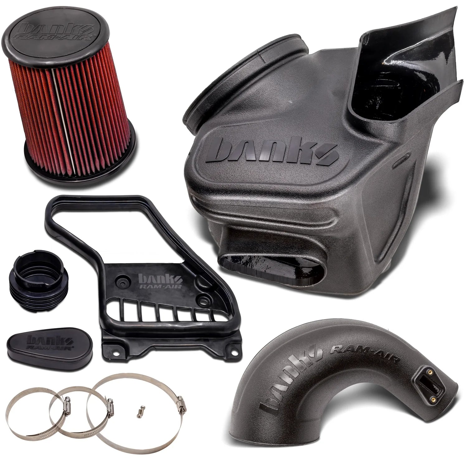 Ram-Air® Oiled or Dry Filter, Cold Air Intake System Front View Red