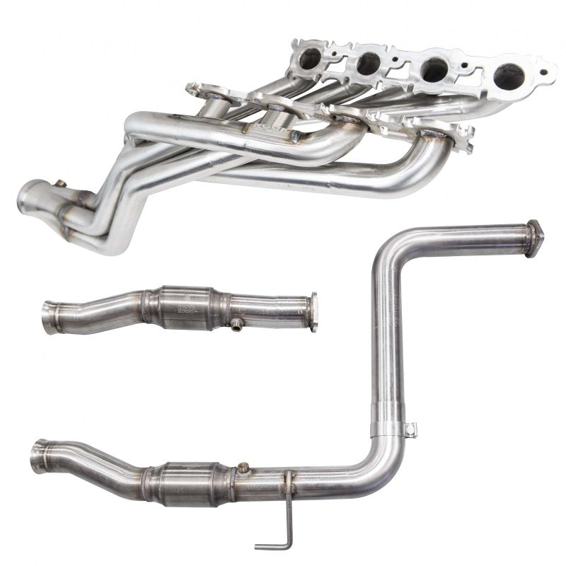 1-7/8" Stainless Headers & GREEN Catted OEM Conn. 2008-2015 Toyota Tundra 5.7L. Front View