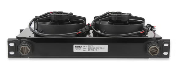 Earl's UltraPro Oil Cooler w/ Dual Fan Pack - 20 Rows - Extra-Wide Cooler Front View Black