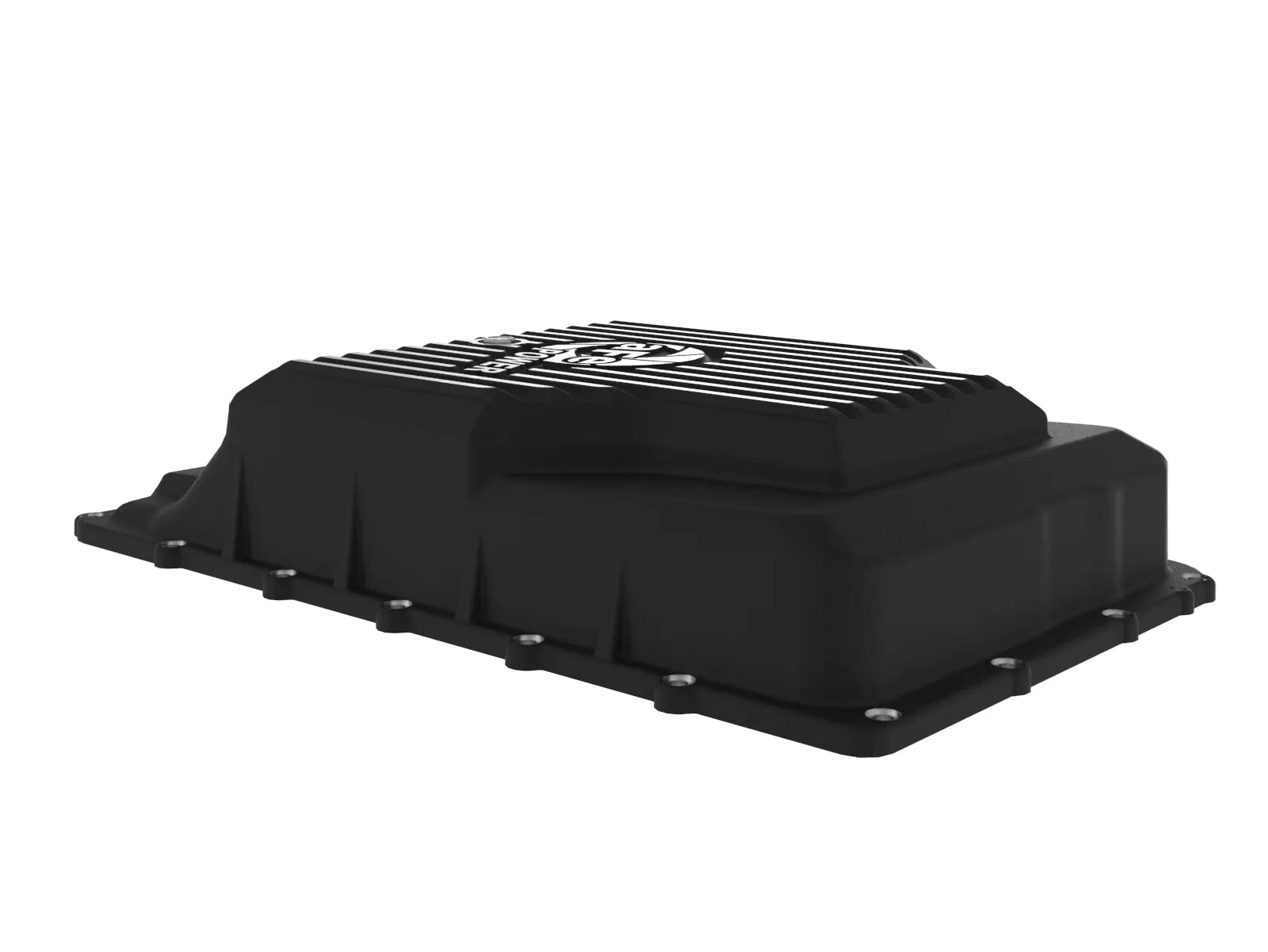 aFe POWER Pro Series Transmission Pan Black w/ Machined Fins Ford Trucks/SUVs 17-25 (10R60/10R80) Side View Black