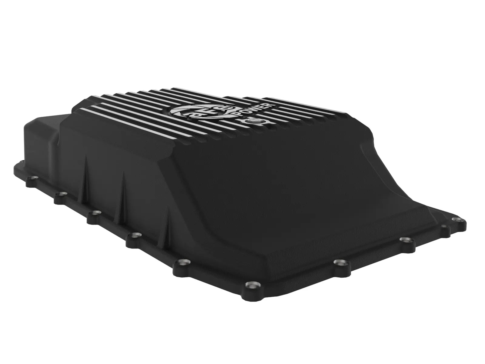 aFe POWER Pro Series Transmission Pan Black w/ Machined Fins Ford Trucks/SUVs 17-25 (10R60/10R80) Side View Black