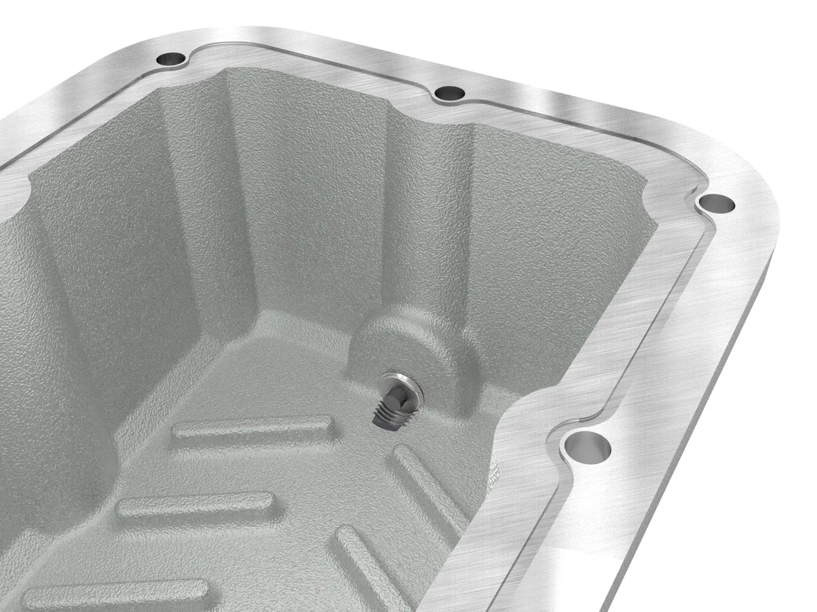 aFe POWER Pro Series Engine Oil Pan Black w/ Machined Fins Front View