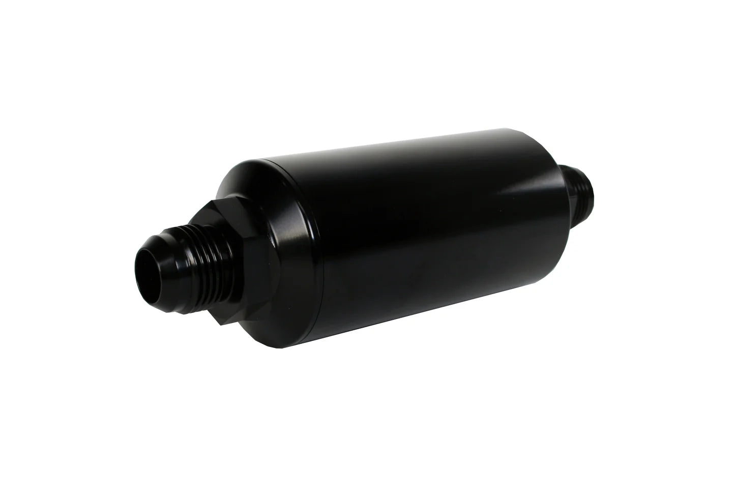 10 Micron Black Fuel Filter with Male AN-10 Ports & Cellulose Element Front View