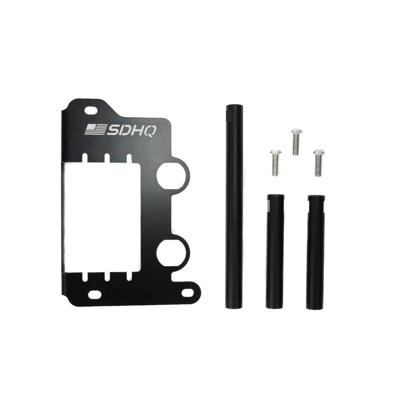 SDHQ Built 2025+ 4Runner Under Hood Power Mount for Power Solution Kit display of included parts and hardware 