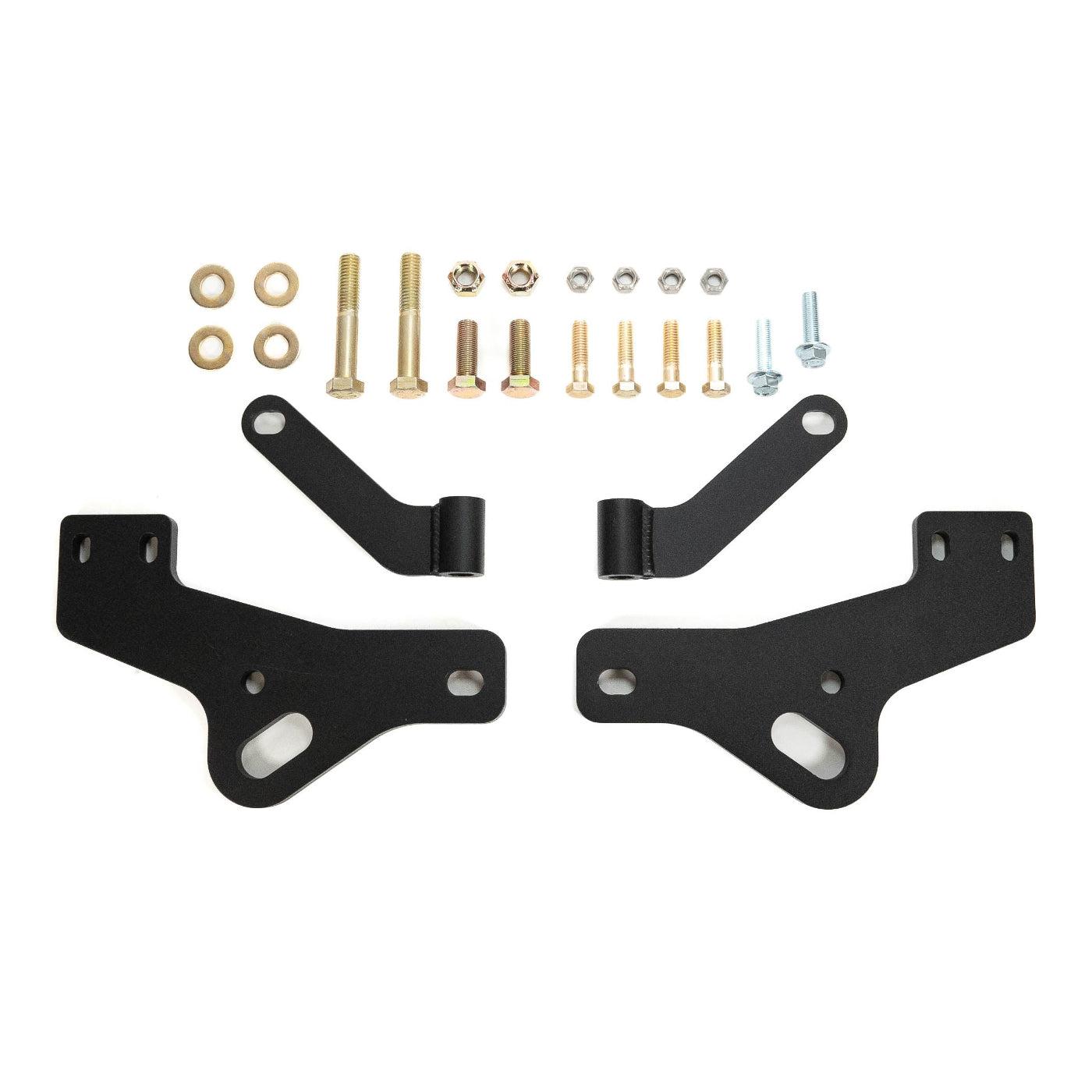 '10-23 Toyota 4Runner SDHQ Built Winch Mount Support Bracket Upgrade Kit display of included parts and hardware 