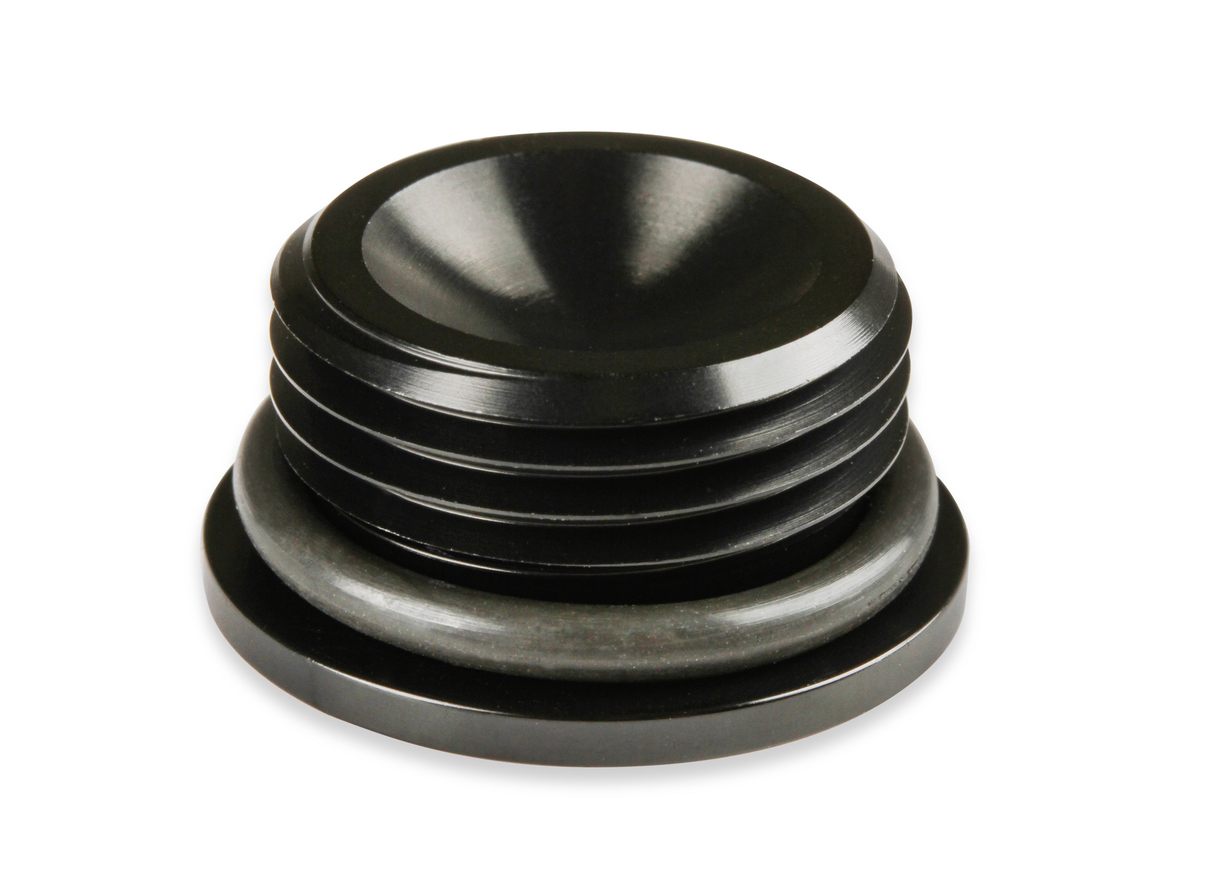 Earl's -8 AN Port Plug w/ O-Ring Seal, Black Anodized Aluminum Front View Black