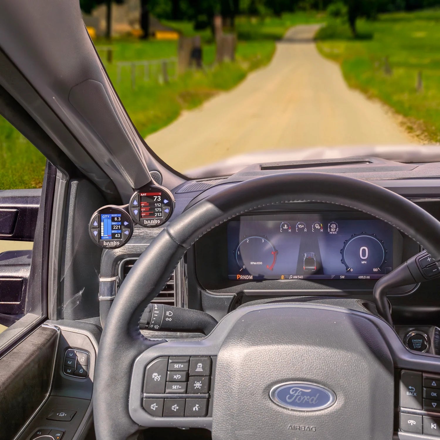 2023-2026 Ford Super Duty 2021-2025 Ford F-150 iDash Stealth Pod Mounts Front View