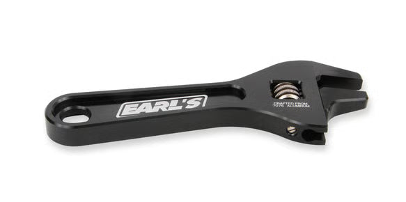 Earl's Aluminum Adjustable AN Wrench - fits -3 to -12 AN Sizes Front View Black