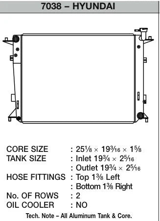 10-12 Hyundai Genesis 3.8L High-Performance All-Aluminum Radiator