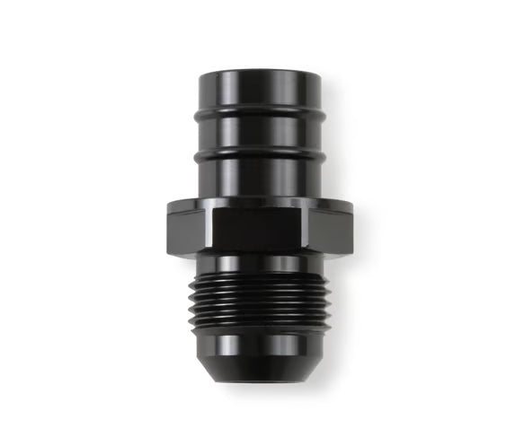 Earl's GM LS PCV Fitting -10 AN Male Black Anodized Finish - Fits Many GM OE Valve Covers w/ 3/4" ID on Grommet Front View Black
