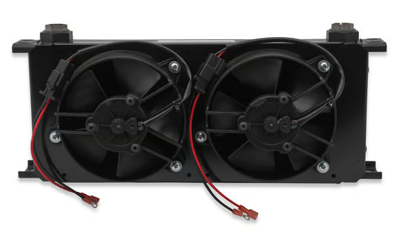 Earl's UltraPro Oil Cooler w/ Dual Fan Pack - 20 Rows - Extra-Wide Cooler Front View Black