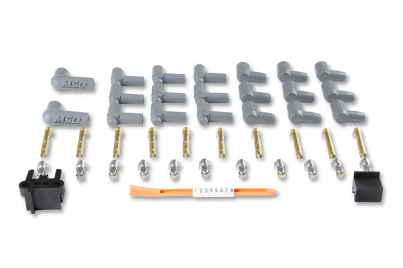 Super Conductor Spark Plug Wire Set 8 Cyl 90° Plug, Socket/HEI Cap Front View Grey