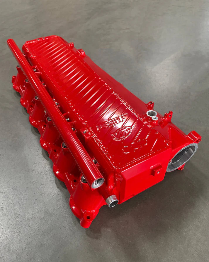 BMW Gen 1 B58 Charge Air Cooler Manifold Front View Red