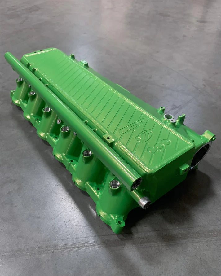 A90 Supra / BMW B58 Charge-Air Cooler Manifold Front View Green