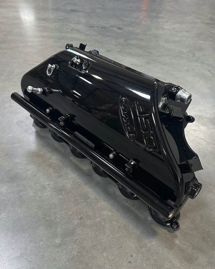 BMW S58 "Level-Up" Charge Air Cooler Manifold Front View Black