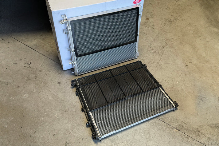 BMW F9X X3M / X4M Performance Cooling Module (Heat Exchanger + Trans Cooler) Front View