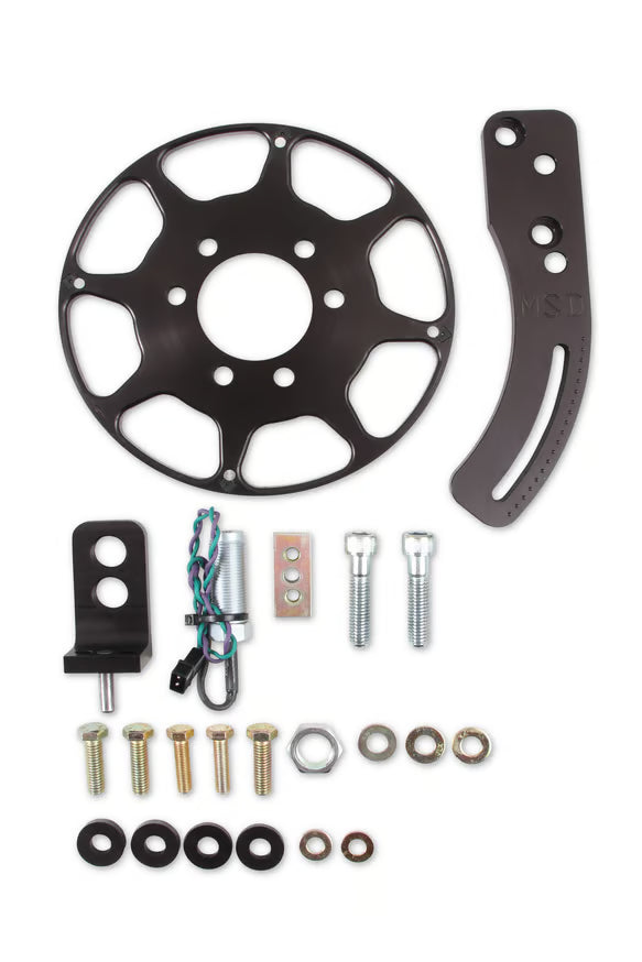 MSD Crank Trigger Wheel Kit - Flying Magnet - BBC - 8 in. Front View Black