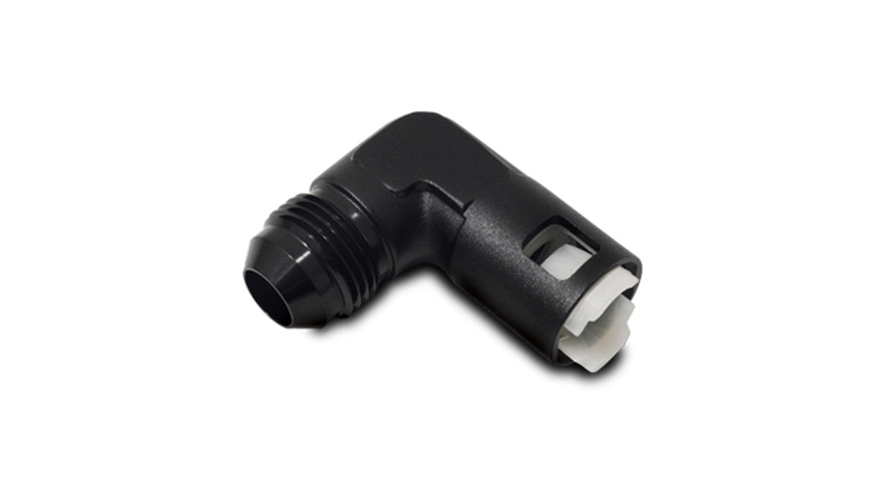 90 Degree Male AN Flare Quick Disconnect EFI Adapters Front View