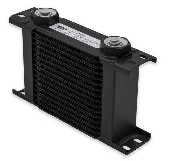 Earl's UltraPro Oil Cooler - Black - 16 Rows - Narrow Cooler Front View Black