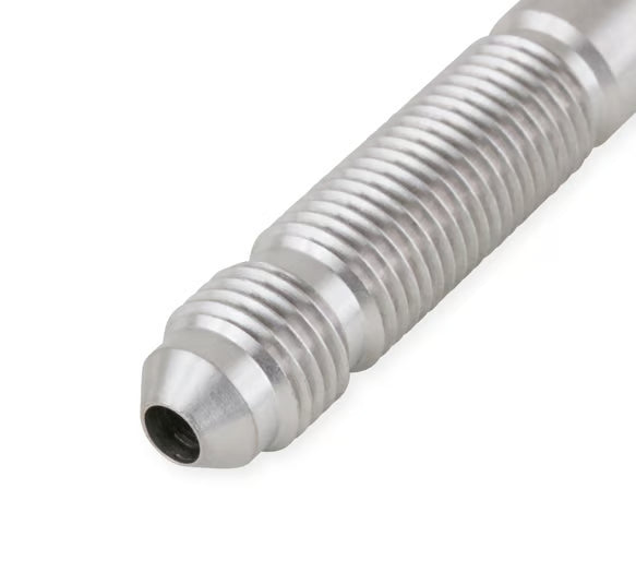 Earl's Straight -3 Bulkhead - Stainless Steel Long - Through Frame Style Fitting - 1.5" to 2.0" Front View Silver
