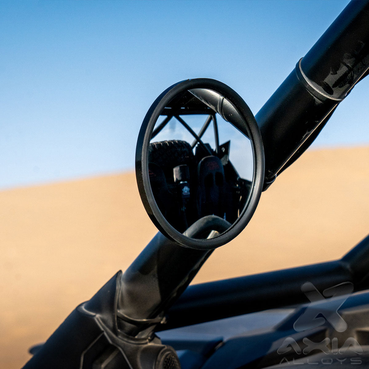 5″ Round Convex Glass Billet Arm Side Mirror Front View