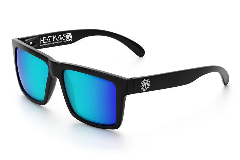 Vise | Black Frame - Galaxy Blue Polarized Lenses Front View