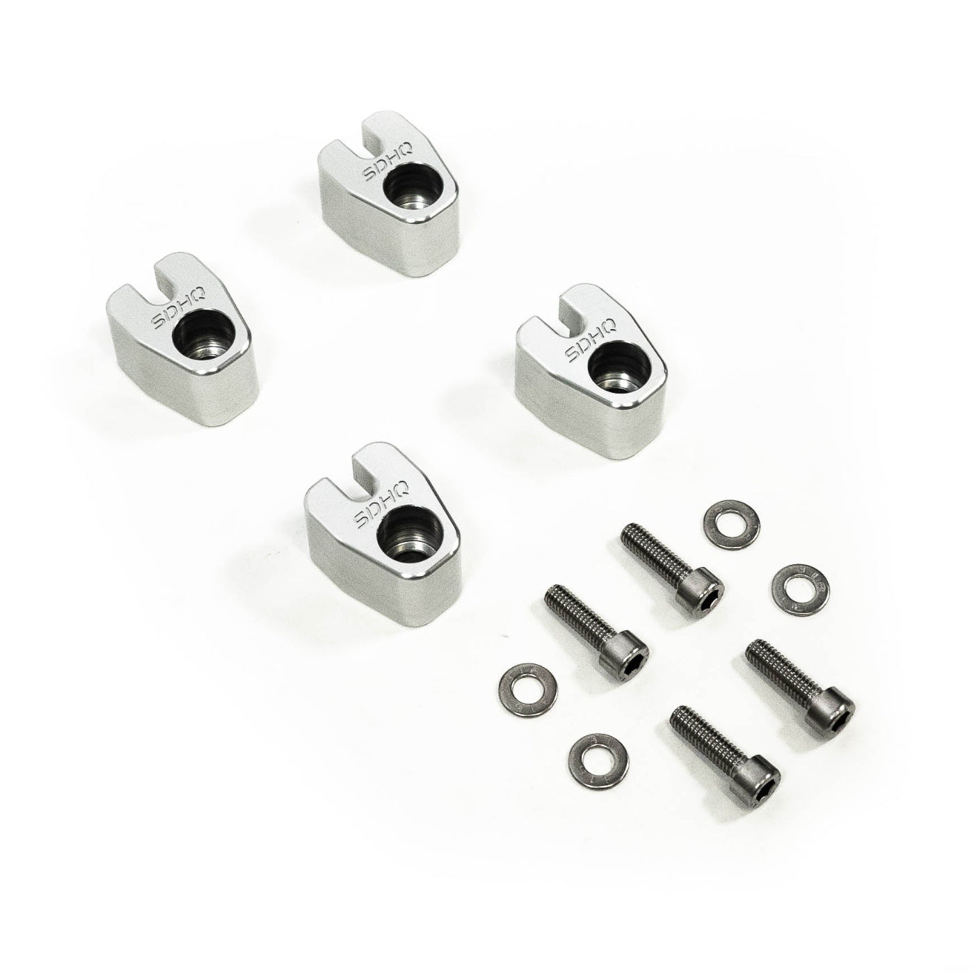 '21-24 Ford Bronco SDHQ Built Billet Front & Rear ABS Guards display of included parts and hardware 