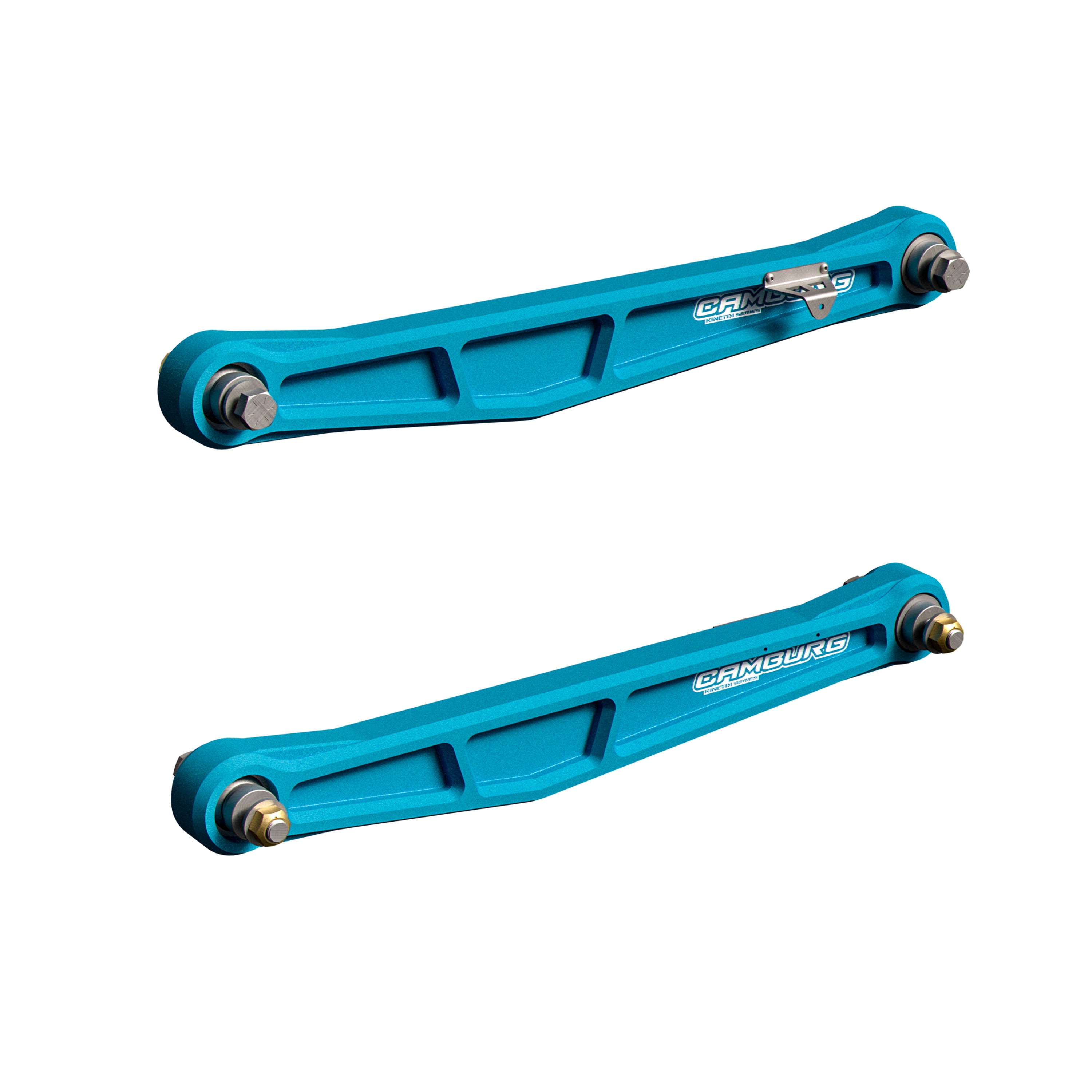 Camburg Engineering 2022-2025 Ford Bronco Raptor Gray KINETIK Series Trailing Arm Kit Front View Blue