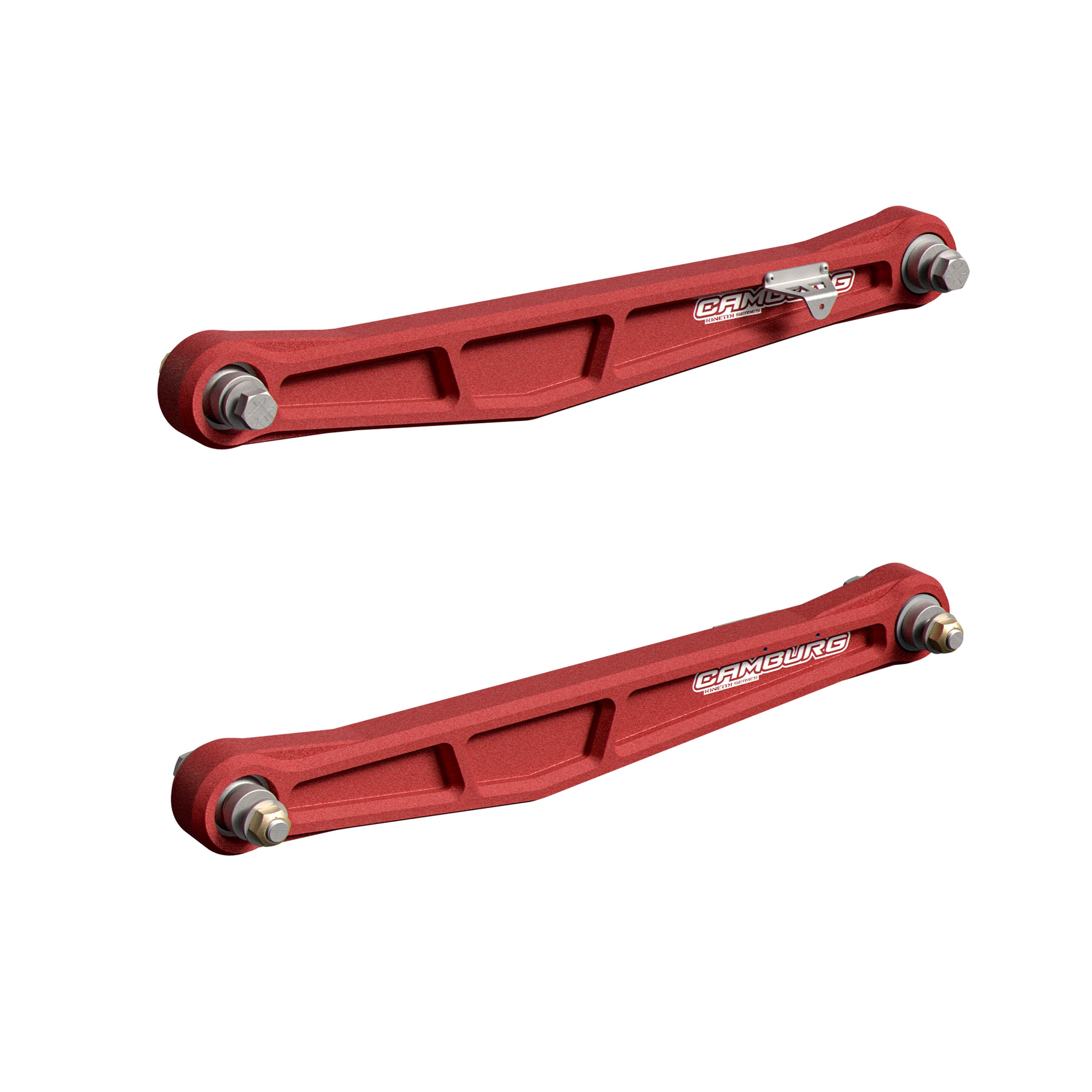 Camburg Engineering 2022-2025 Ford Bronco Raptor Gray KINETIK Series Trailing Arm Kit Front View Red