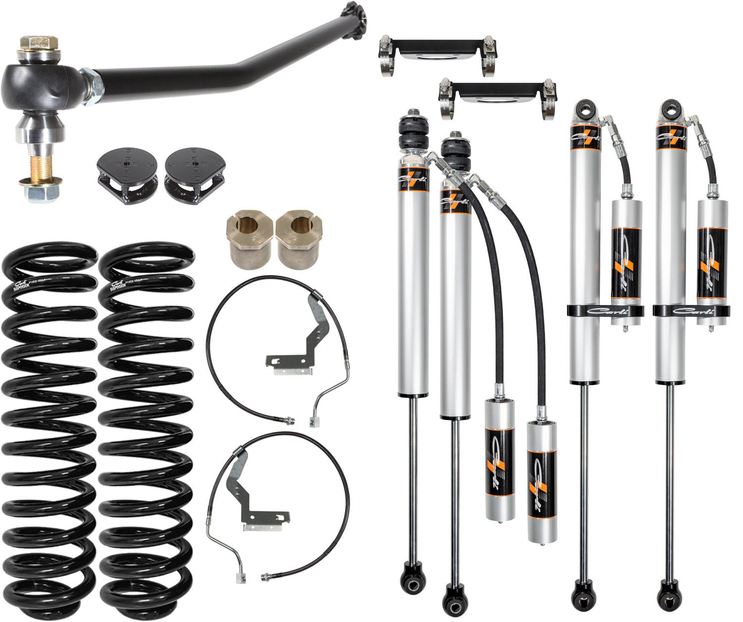 '17-22 Ford F250/350 6.2/7.3L Gas Carli 2.0 Backcountry System Display of Included Parts 