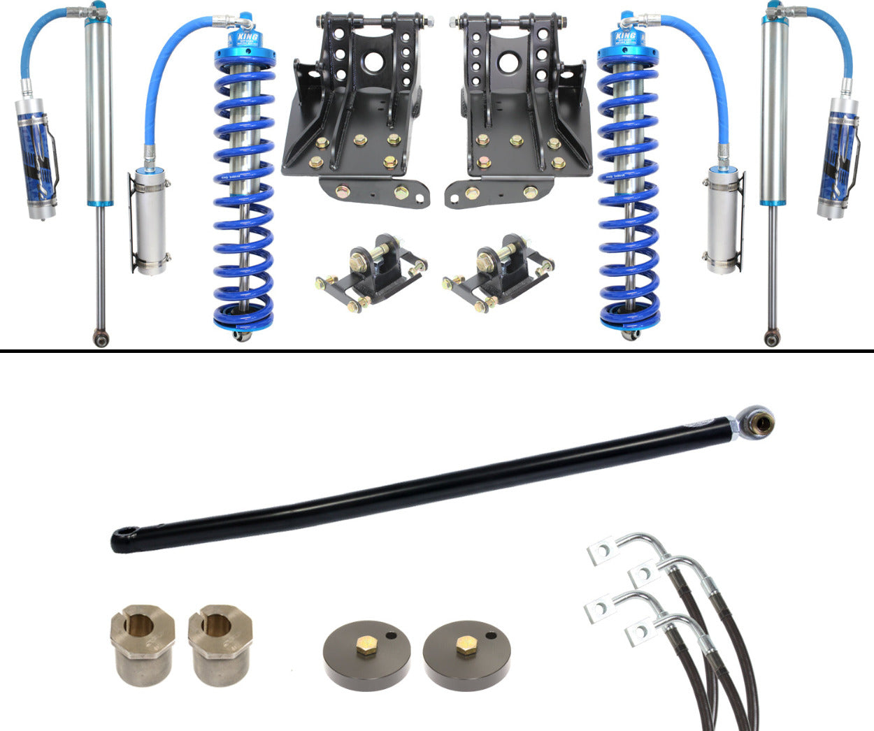 '08-10 Ford F250/350 2.5 Coilover System-2.5" Lift Display of Included Parts 