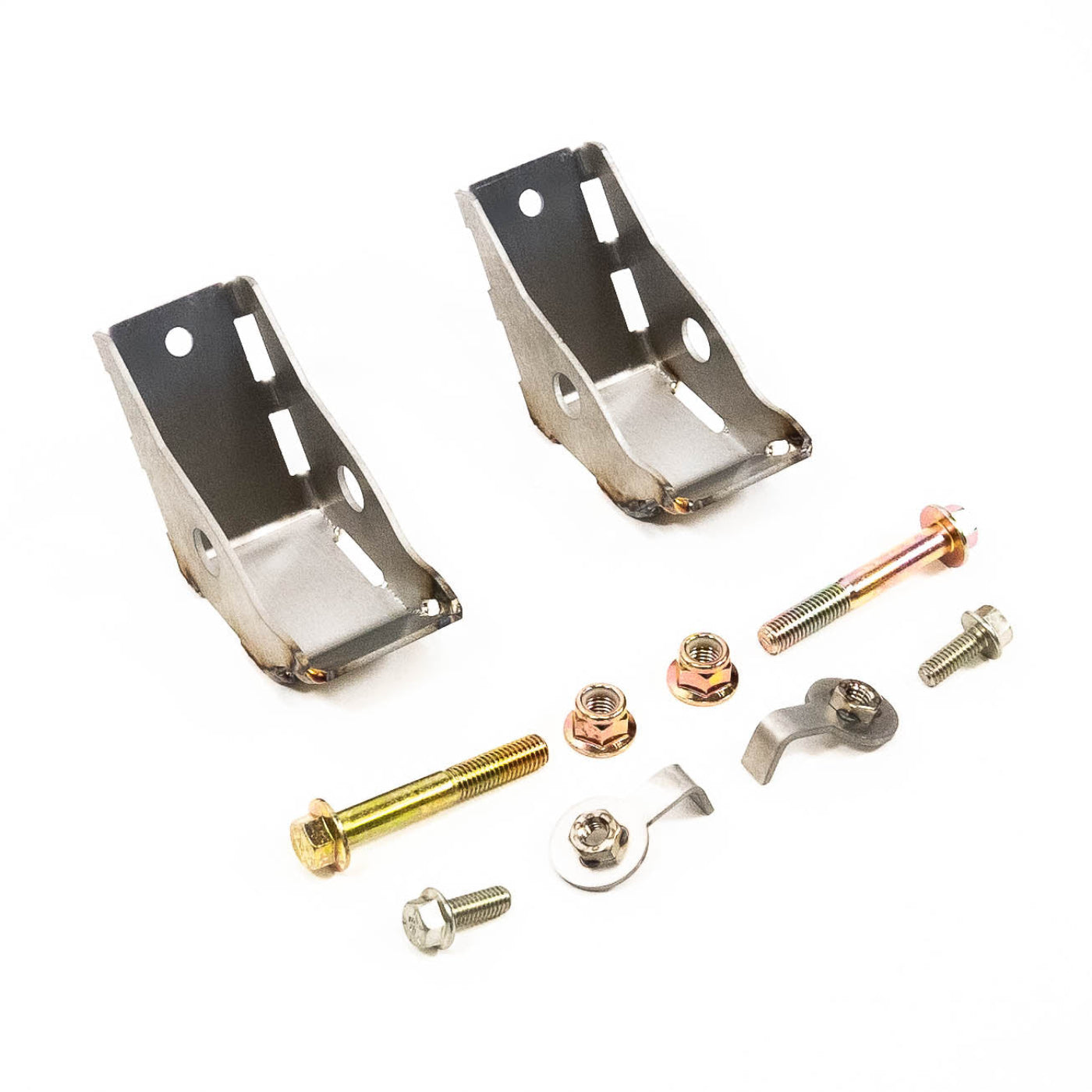 2019-2025 Chevy/GMC 1500 SDHQ Built Rear Shock Guards display of included parts and hardware 