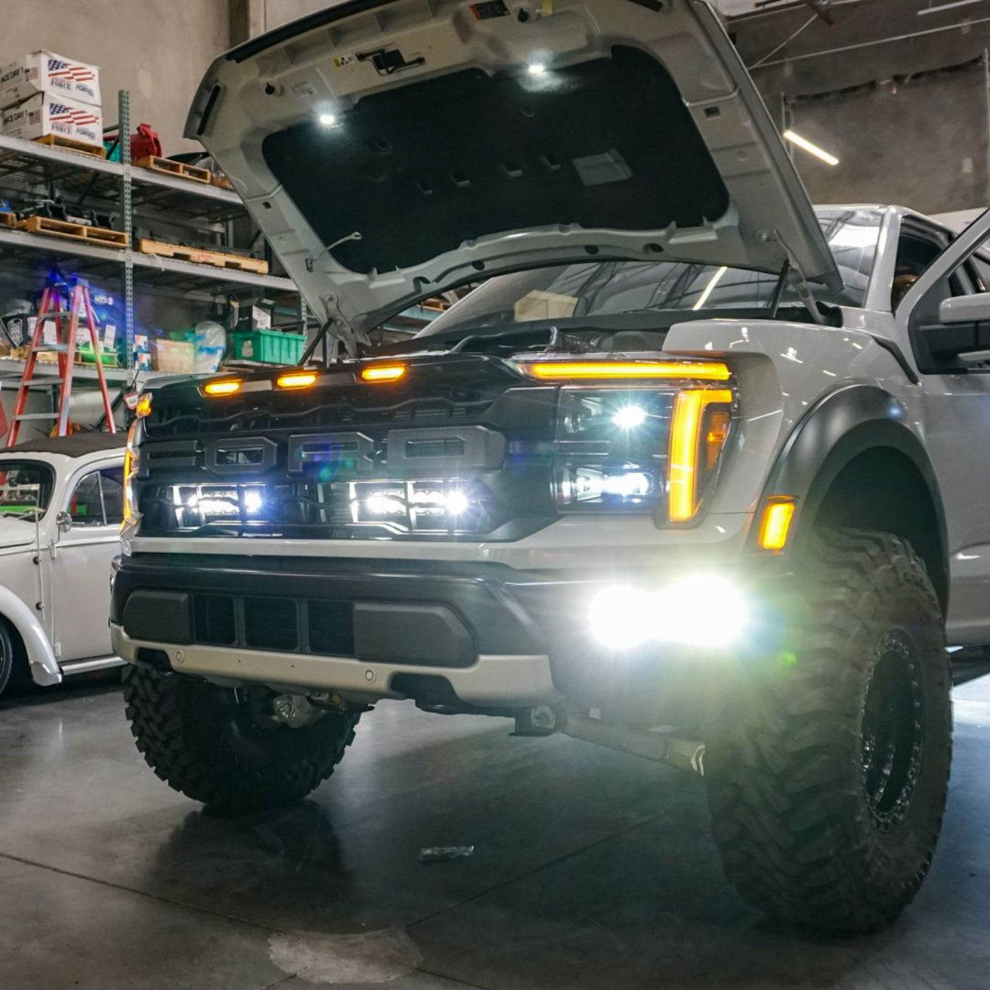 SDHQ Built '21-25 F150 / Raptor Behind the Grille Light Mounting Kit installed 